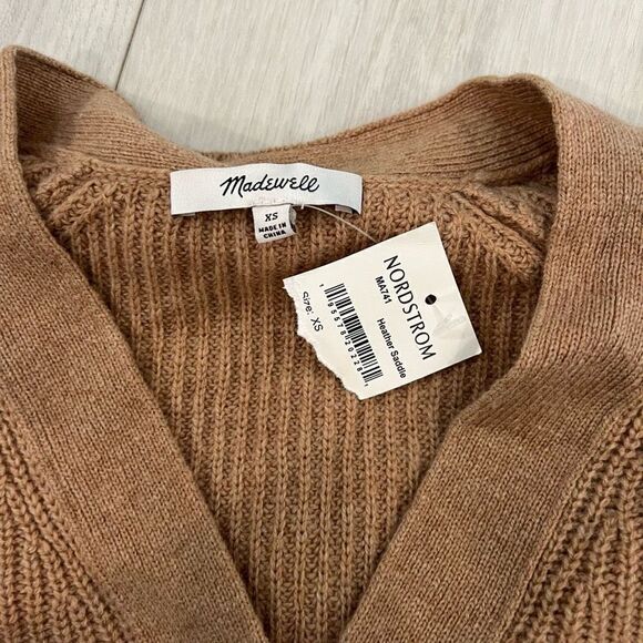 Madewell Womens Lyle Rib Henley Sweater Size XS Wool Blend Brown Hi Low Hem - Picture 5 of 8